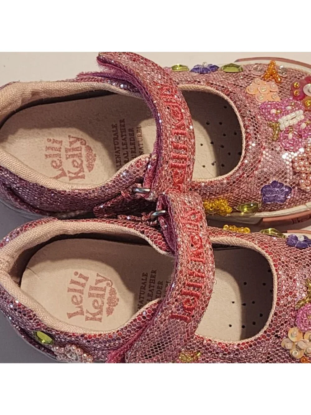 Lelli Kelly Pink Bedazzled Little Girl’s Mary Jane Shoes Size 23   7 sequin